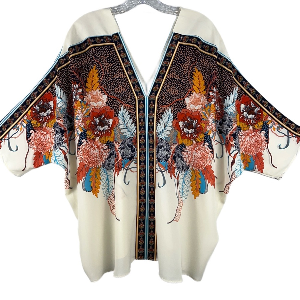 ROSE & OLIVE Floral V-Neck Dolman Sleeve Tunic Top | 1X